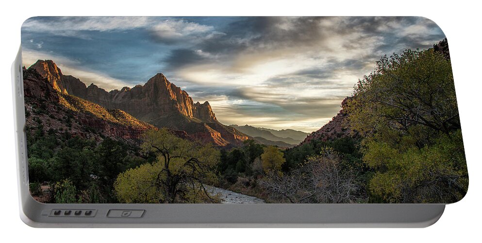 Desert Portable Battery Charger featuring the photograph Zion National Park Sunset by Erika Fawcett