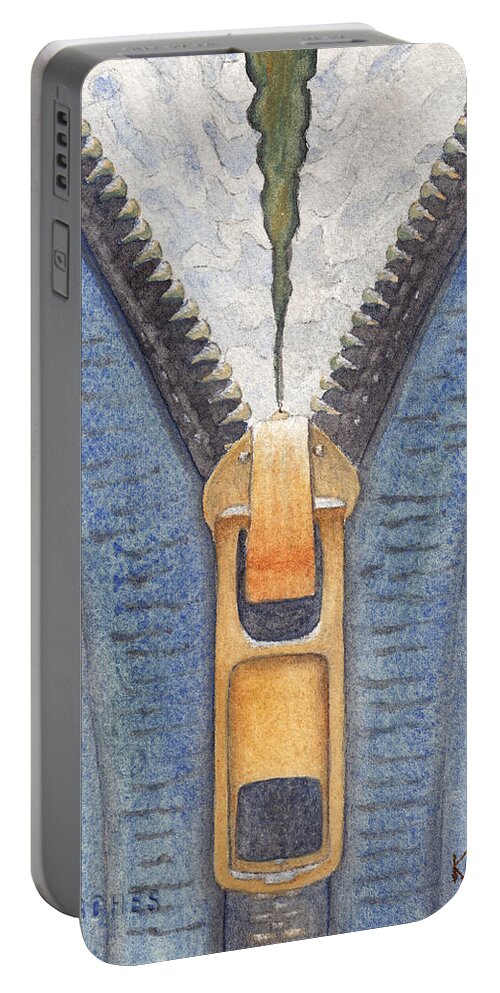 Zipper Portable Battery Charger featuring the painting Zipper by Ken Powers