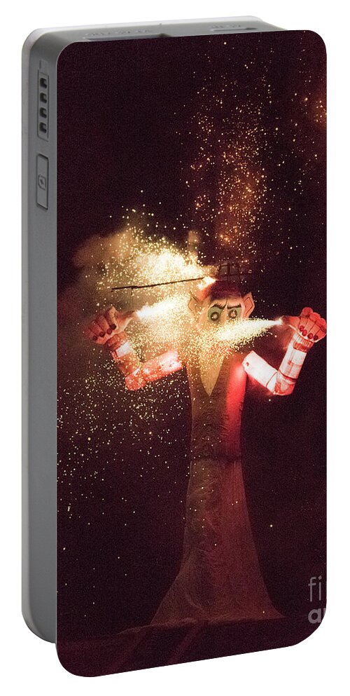 Natanson Portable Battery Charger featuring the photograph Zozobra Fireworks by Steven Natanson