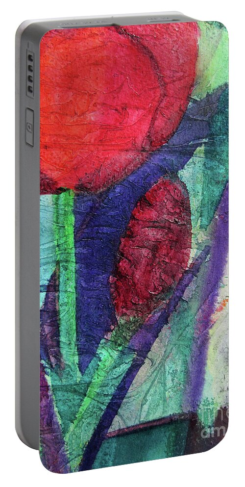 Paintings Portable Battery Charger featuring the painting 02 Tulip Abstract   by Kathy Braud