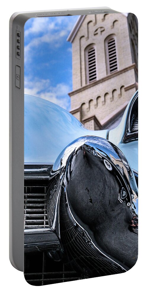 Cadillac Portable Battery Charger featuring the photograph 042 - Blue Caddy by David Ralph Johnson