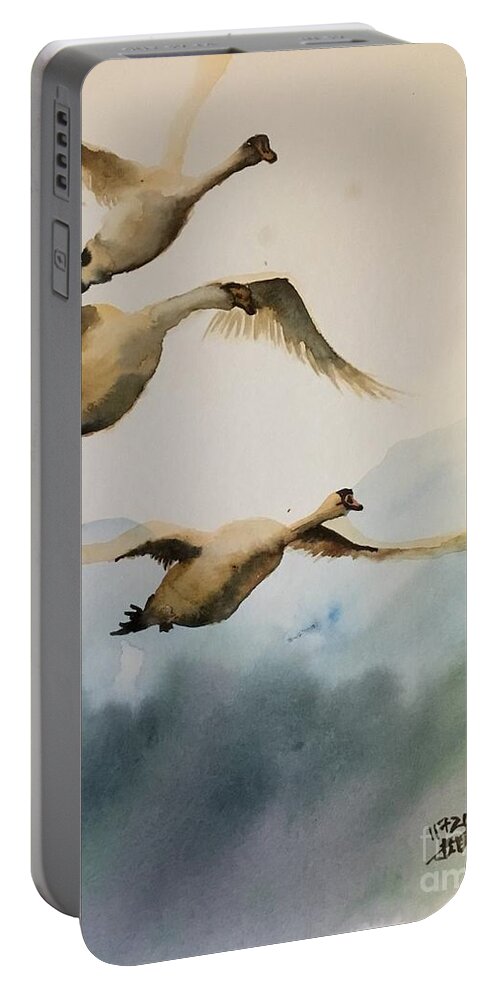 Let’s Fly Portable Battery Charger featuring the painting 1082019 by Han in Huang wong