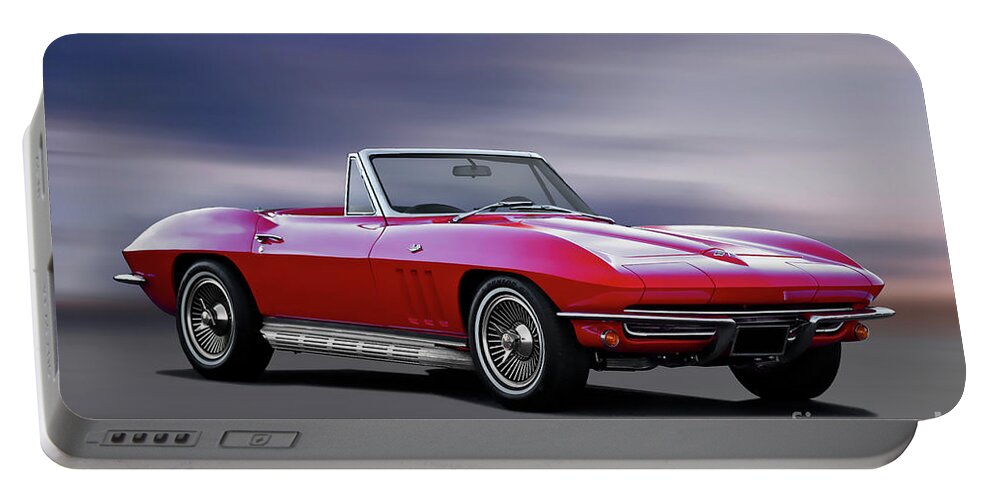 1965 Corvette Stingray Convertible Portable Battery Charger featuring the photograph 1965 Corvette Stingray Convertible by Dave Koontz