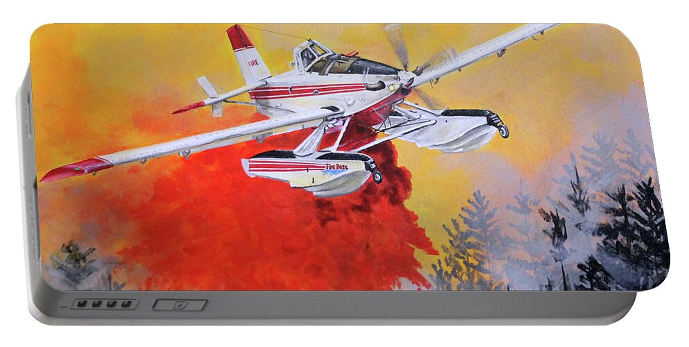 Air Tractor Portable Battery Charger featuring the painting Air Tractor 802 Fire Boss by Karl Wagner
