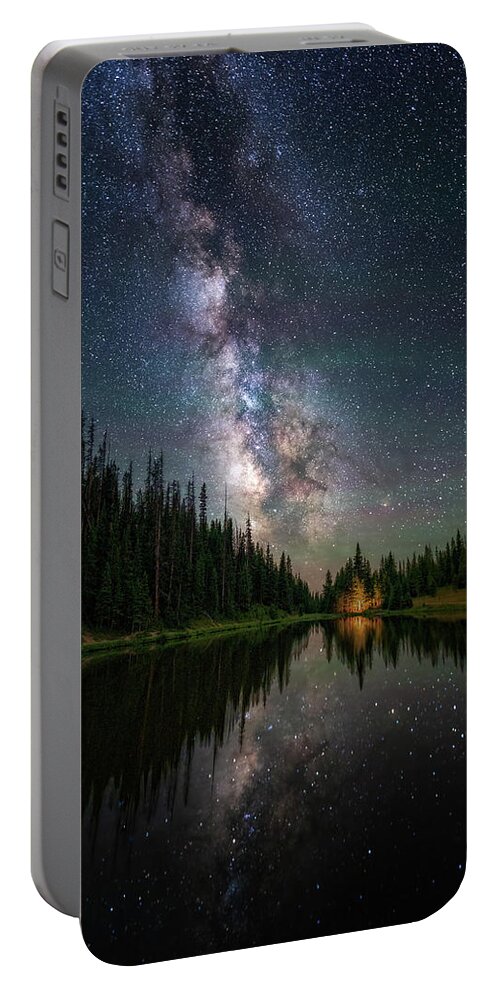 Alpine Portable Battery Charger featuring the photograph Alpine Lake Under the Stars #1 by David Soldano