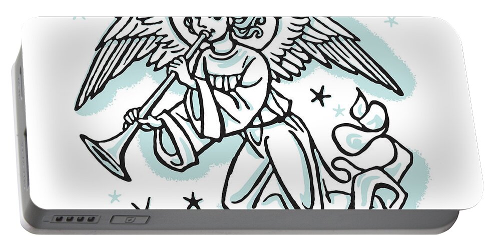 Adult Portable Battery Charger featuring the drawing Angel Blowing Horn #1 by CSA Images