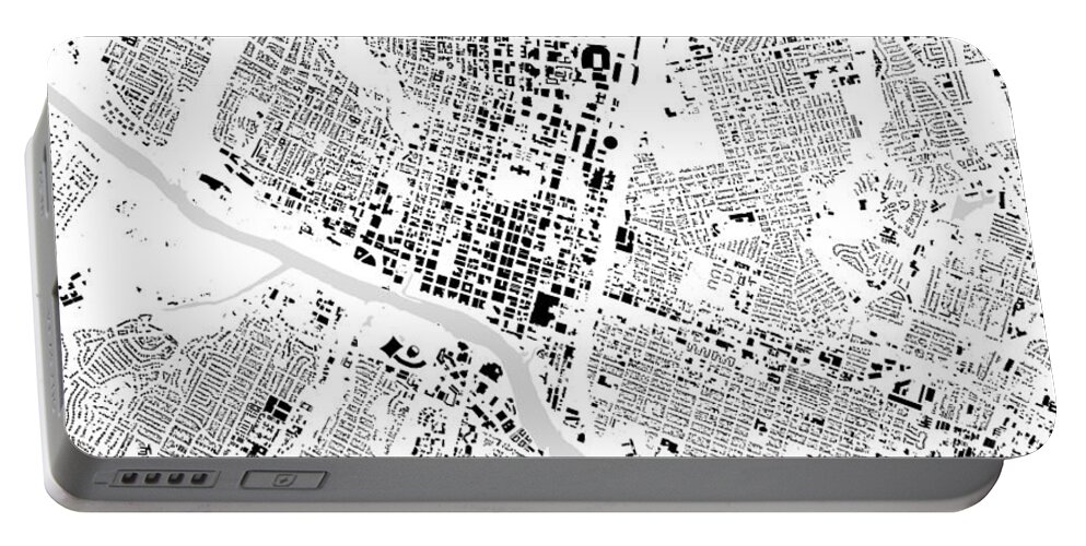 City Portable Battery Charger featuring the digital art Austin building map by Christian Pauschert
