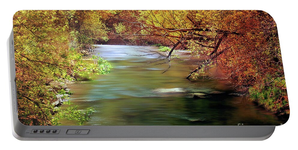 River Portable Battery Charger featuring the photograph Autumn River #1 by Elaine Manley
