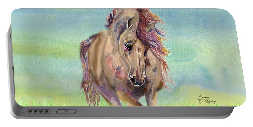 Beautiful Horse Running Free 2 Portable Battery Charger featuring the photograph Beautiful Horse Running Free 2 #1 by Sandi OReilly