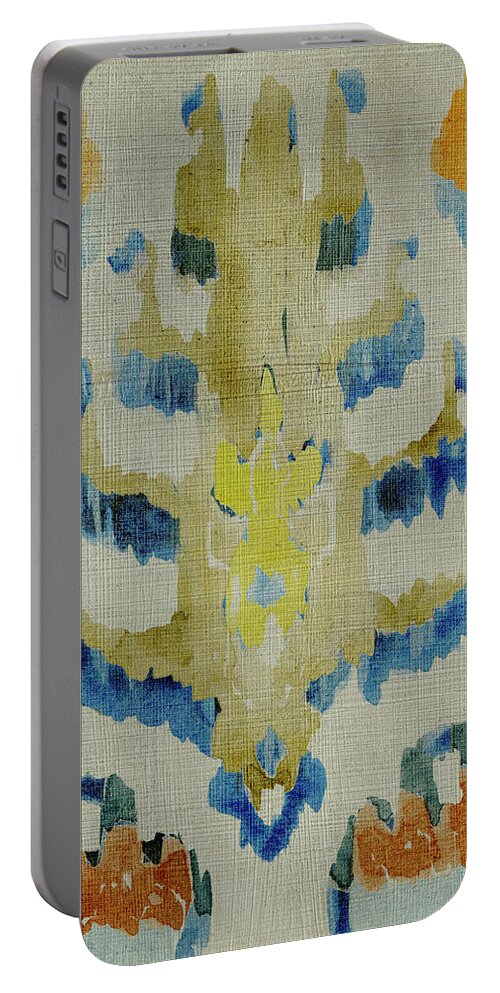 Asian & World Culture+textiles Portable Battery Charger featuring the painting Bohemian Ikat Iv by Chariklia Zarris