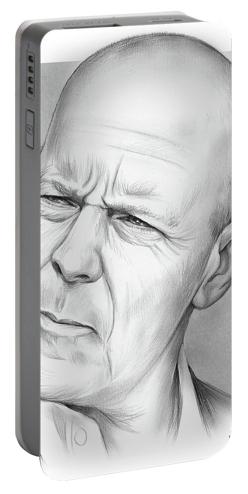 Sketch Of The Day Portable Battery Charger featuring the drawing Bruce Willis #1 by Greg Joens