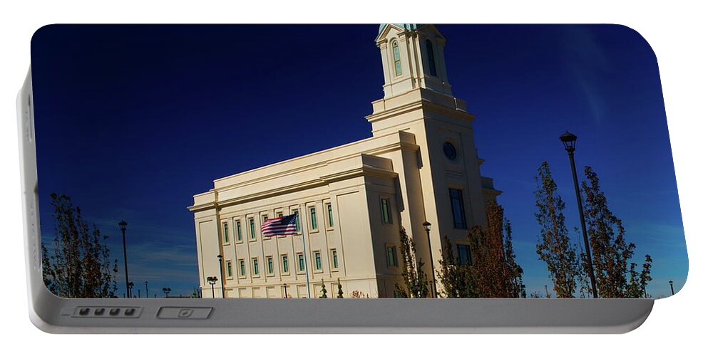 Temple Portable Battery Charger featuring the photograph Cedar City Temple #1 by Nathan Abbott