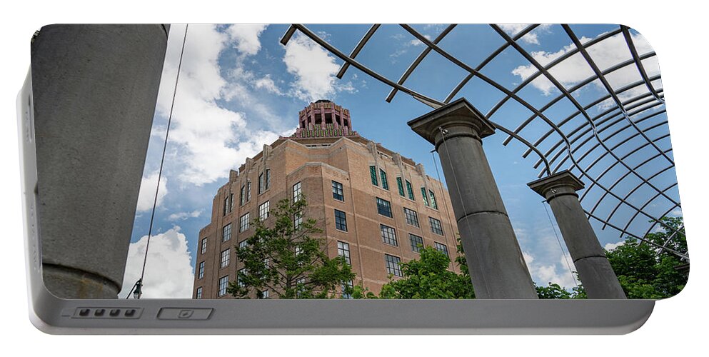 Asheville Portable Battery Charger featuring the photograph City Hall View #1 by Joye Ardyn Durham