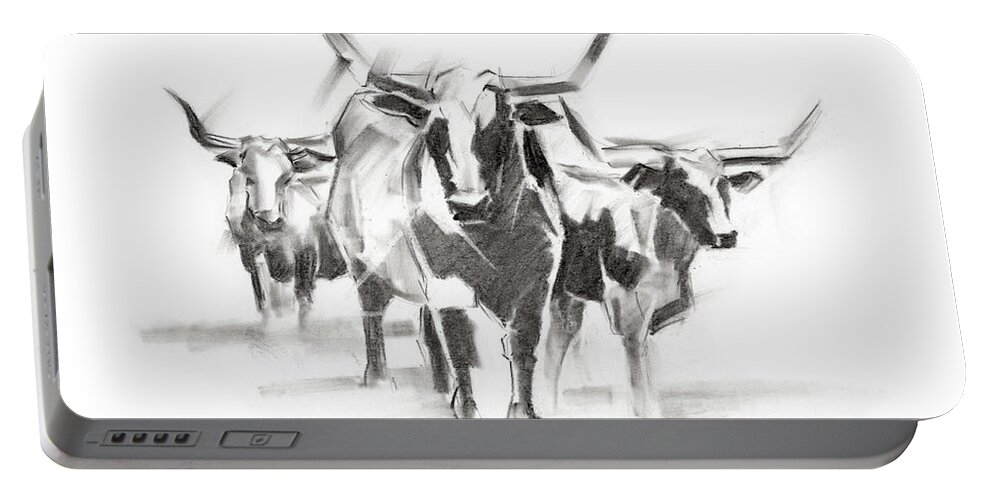 Western Portable Battery Charger featuring the painting Contemporary Cattle I by Ethan Harper