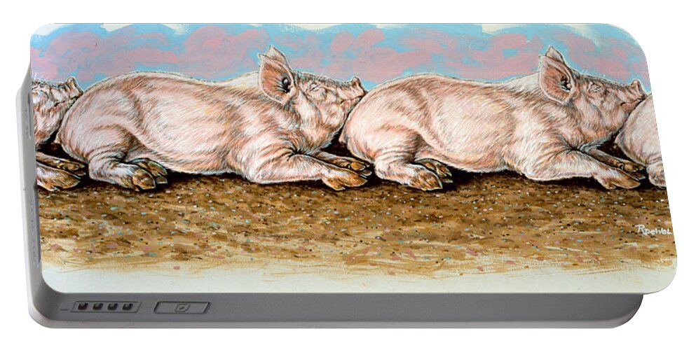 Pigs Portable Battery Charger featuring the painting Daisy Chain #1 by Richard De Wolfe