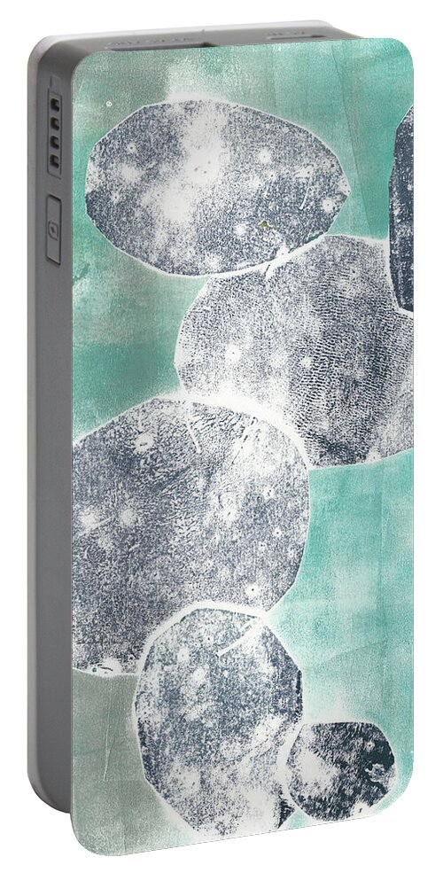 Abstract Portable Battery Charger featuring the painting Descending Orbs I by Jennifer Goldberger