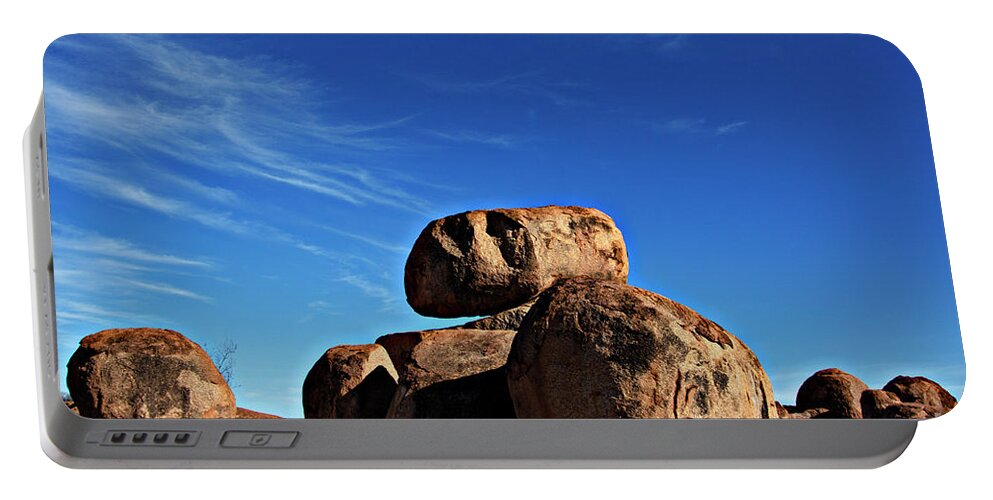 Devil's Marbles Portable Battery Charger featuring the photograph Devils Marbles #1 by Douglas Barnard
