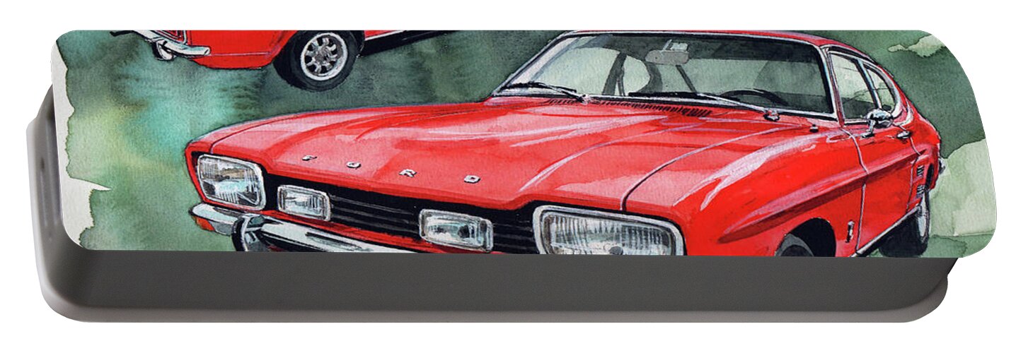 Ford Portable Battery Charger featuring the painting Ford capri GT by Yoshiharu Miyakawa