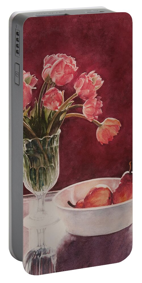 Floral Portable Battery Charger featuring the painting Form Diffused by Light #1 by Heidi E Nelson