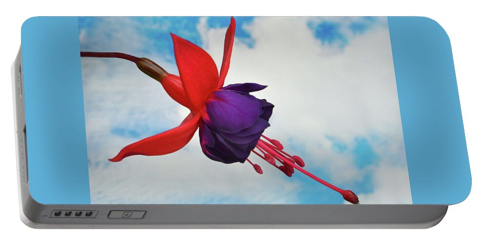 Fuchsia Flower Portable Battery Charger featuring the photograph Fuchsia In The Sky by Terence Davis