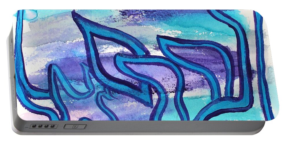 Hebrewletters.com Sarahleah Hankes Saralaya Portable Battery Charger featuring the painting GABRIELLE nfm2-49 #1 by Hebrewletters SL