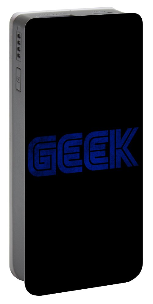 Cool Portable Battery Charger featuring the digital art Geek White Vintage #1 by Flippin Sweet Gear