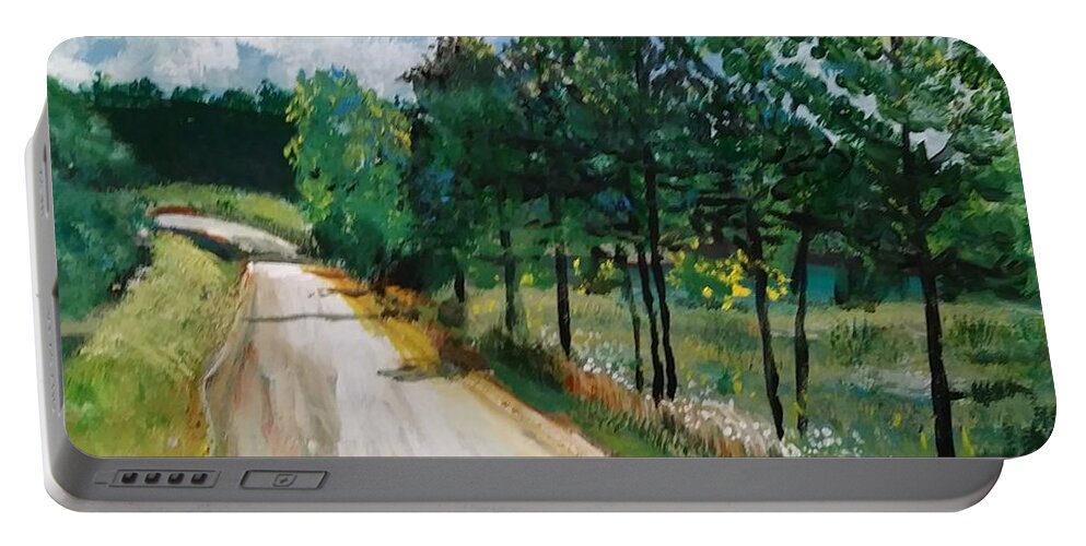 Landscape Portable Battery Charger featuring the painting Going Home #1 by Mike Benton