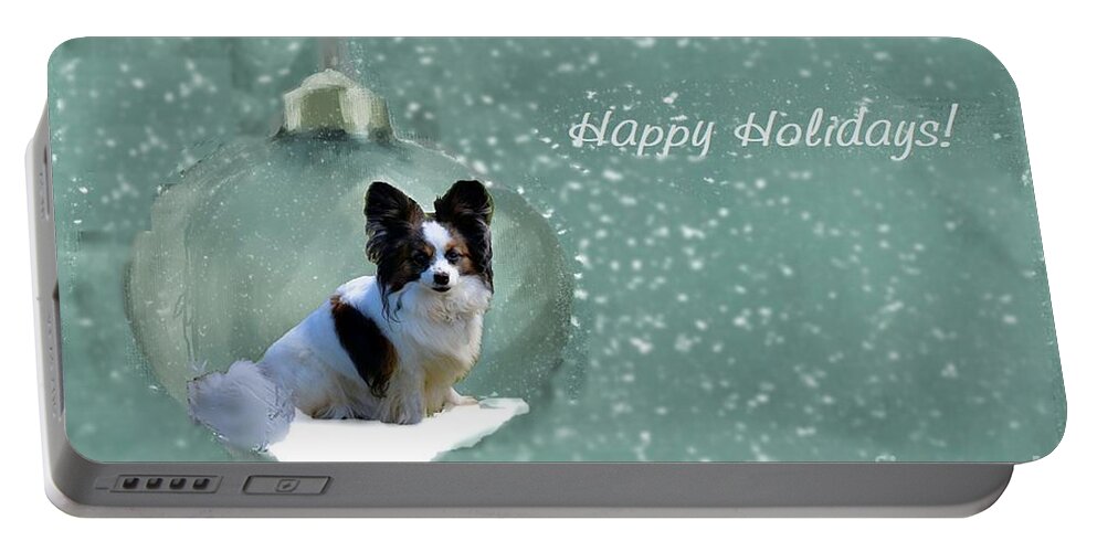 Papillon Portable Battery Charger featuring the photograph Happy Holidays #1 by Janette Boyd