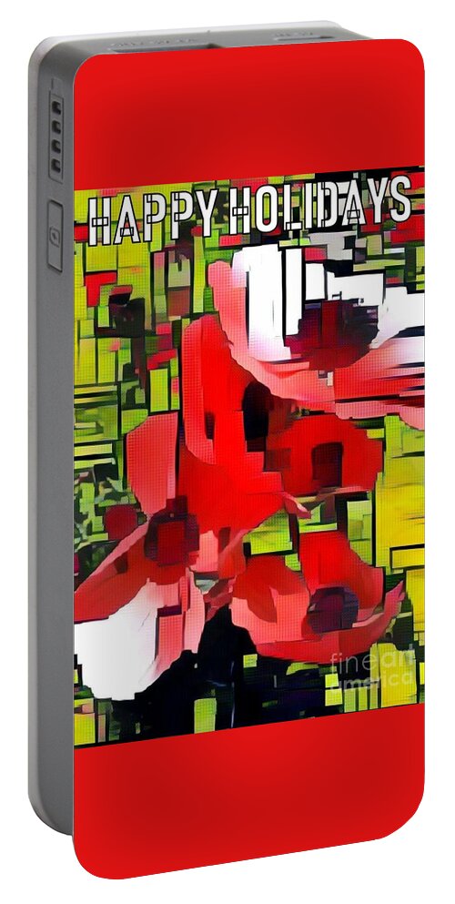 Red And Green Portable Battery Charger featuring the photograph Happy Holidays Red and Green by Jodie Marie Anne Richardson Traugott     aka jm-ART
