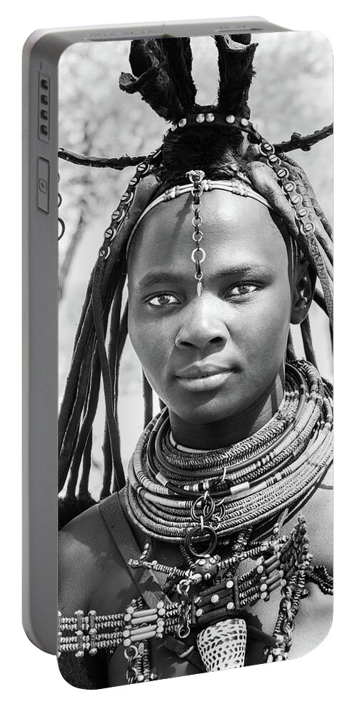 Portrait Portable Battery Charger featuring the photograph Himba Girl #1 by Mache Del Campo