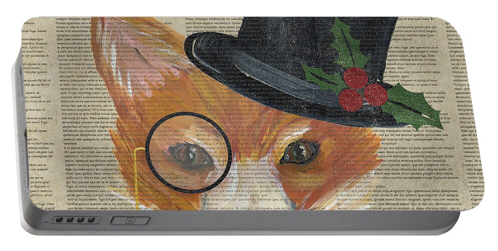 Holiday Portable Battery Charger featuring the painting Holiday Animals IIi by Julie Derice