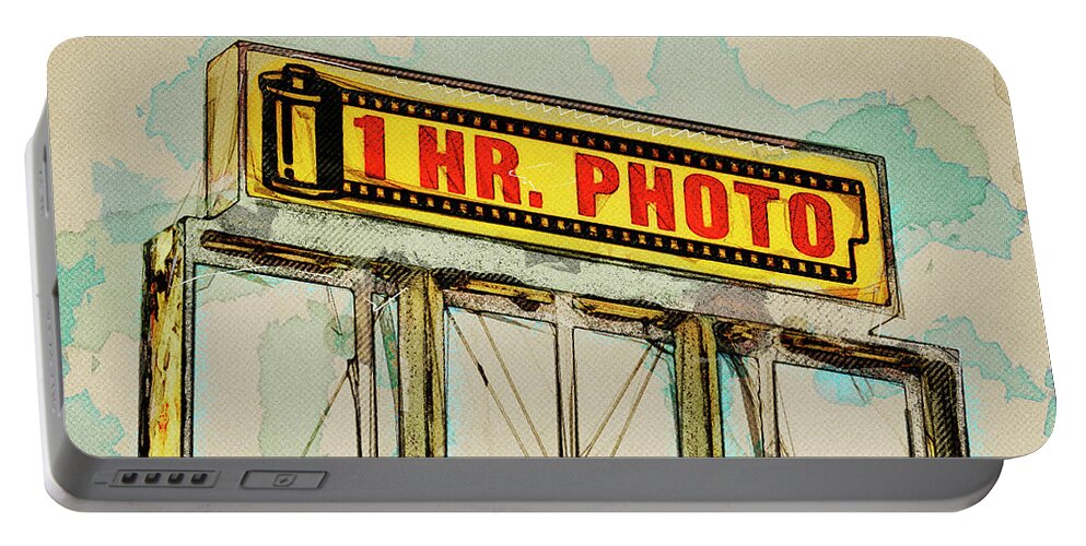 Square Portable Battery Charger featuring the photograph 1 Hour Photo by Lenore Locken