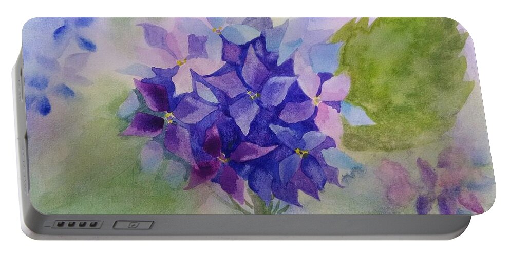Hydrangea Portable Battery Charger featuring the painting Hydrangea 4 by Helian Cornwell