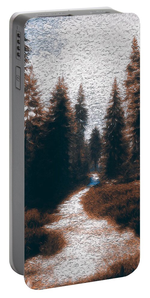 Through The Forest Portable Battery Charger featuring the painting Into the Wild - 12 #1 by AM FineArtPrints