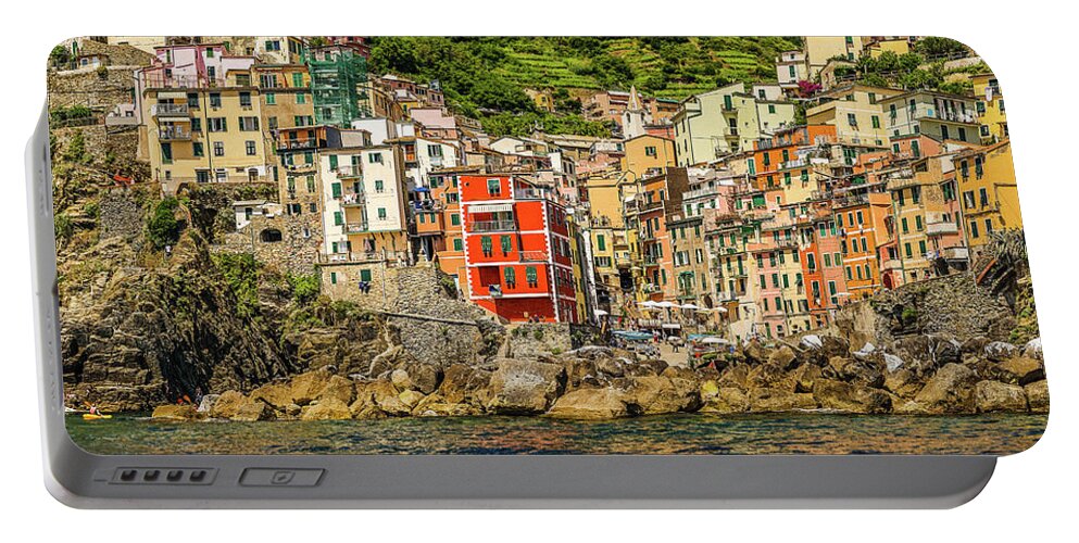 Cinque Portable Battery Charger featuring the photograph Italian sea town #1 by Vivida Photo PC
