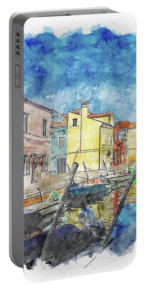 Italy Portable Battery Charger featuring the digital art Italy #watercolor #sketch #italy #house #1 by TintoDesigns