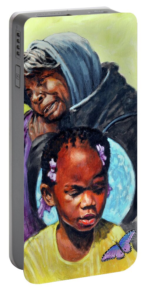 Child Portable Battery Charger featuring the painting Kennedi Powell #2 by John Lautermilch