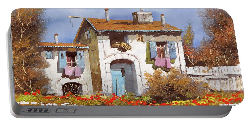 Fence Portable Battery Charger featuring the painting Lo Steccato Di Destra by Guido Borelli