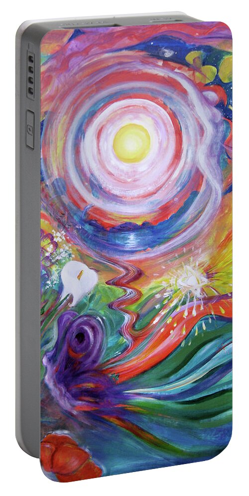 Masks Portable Battery Charger featuring the mixed media Lush Life by Sofanya White