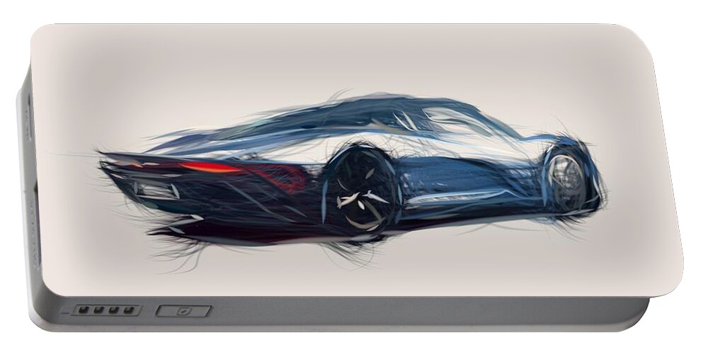 Mclaren Portable Battery Charger featuring the digital art McLaren Speedtail Drawing #2 by CarsToon Concept