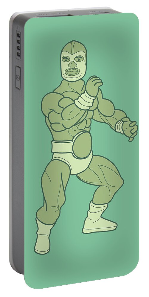 Adult Portable Battery Charger featuring the drawing Mexican Wrestler #1 by CSA Images
