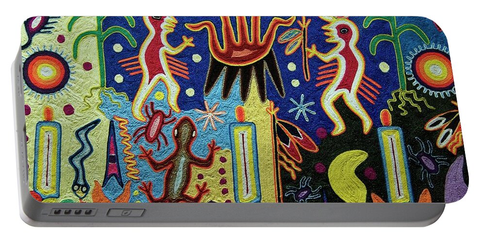 America Portable Battery Charger featuring the painting Mexico.Mexico city.National Museum of Anthropology. Huichol art. #1 by Album