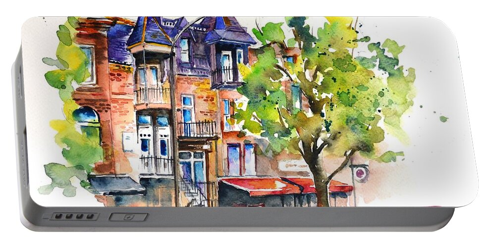 Buildings Portable Battery Charger featuring the painting Montreal #2 #1 by Betty M M Wong