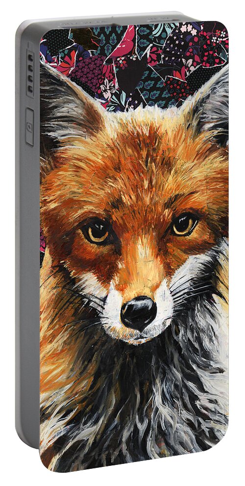 Fox Portable Battery Charger featuring the painting Mrs. Fox by Ashley Lane