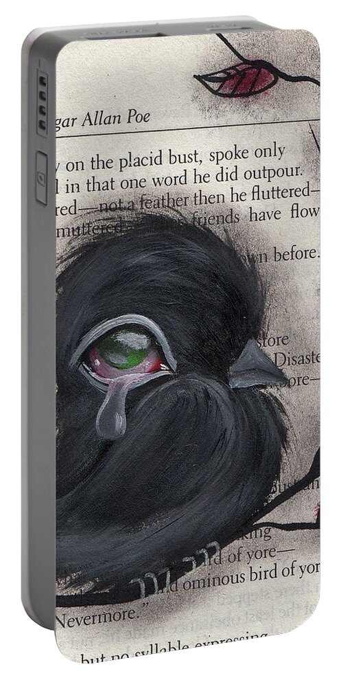 Raven Portable Battery Charger featuring the painting Nevermore by Abril Andrade
