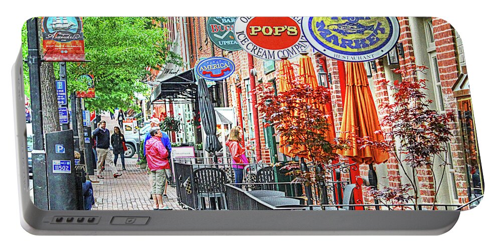 Fish Market Portable Battery Charger featuring the photograph Old Town Alexandria - King Street by Dave Lynch