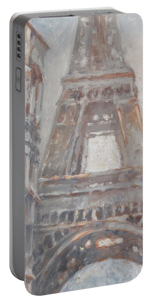 Architecture Portable Battery Charger featuring the painting Parisian Dawn I #1 by Ethan Harper