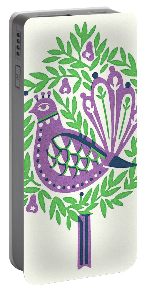 Animal Portable Battery Charger featuring the drawing Partridge in a Pear Tree #1 by CSA Images