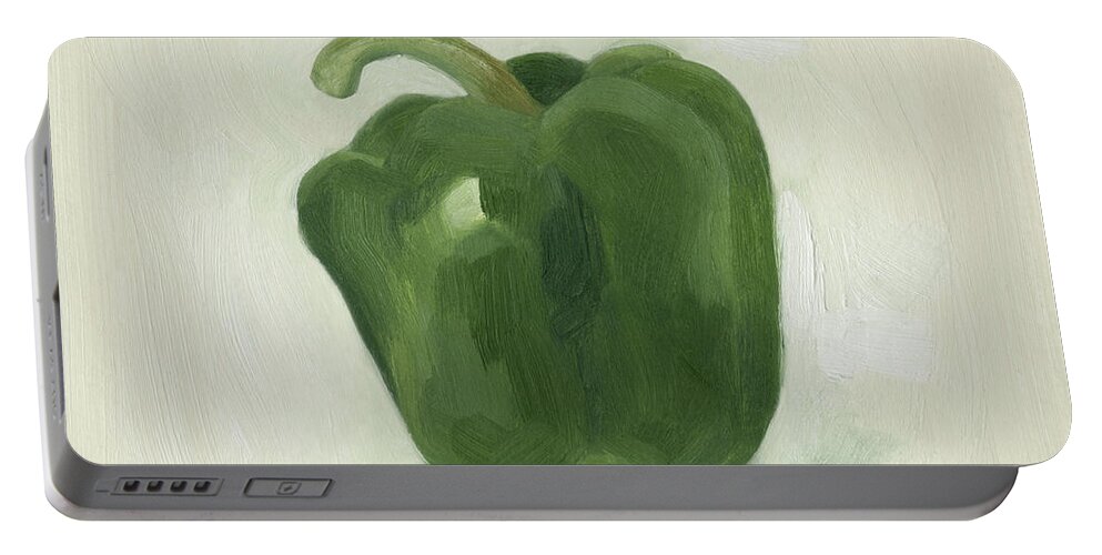 Kitchen Portable Battery Charger featuring the painting Pepper Study II by Emma Scarvey