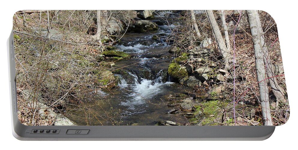 Poconos Fast Moving Downstream Portable Battery Charger featuring the photograph Poconos Fast Moving Downstream by Barbra Telfer